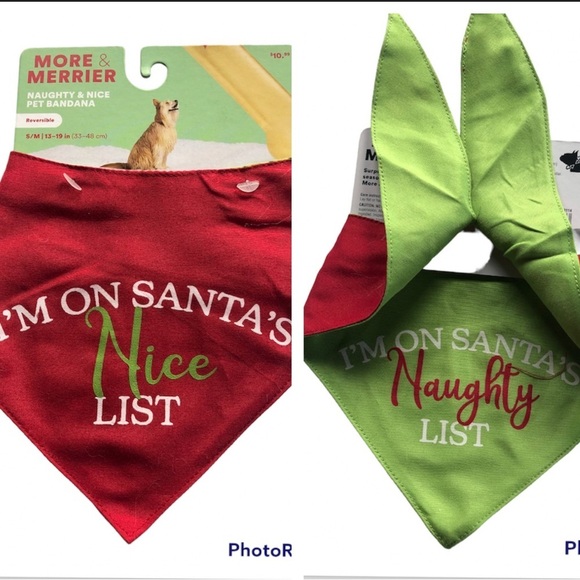 more & merrier Other - NWT Naught Nice dog bandana Christmas holiday S/M